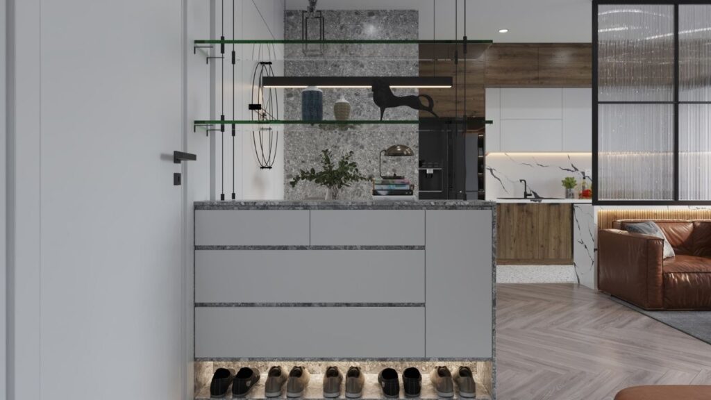 Modern flat entrance in Mumbai interior design